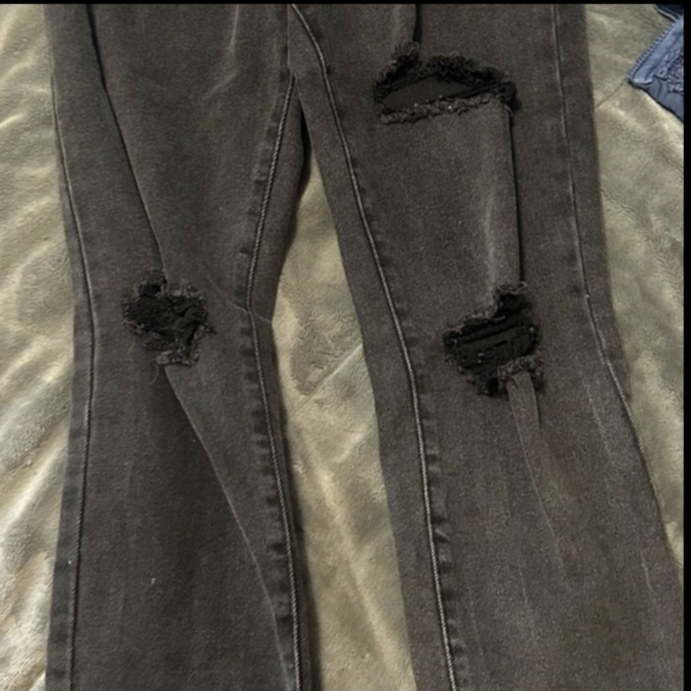 Celebrity Pink Distressed Charcoal Skinny Jeans